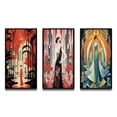 thumbnail image 2 of Designart "Red Evening Gown Art Deco Lady" Fashion Woman Framed Wall Art Set Of 3 - Red Glam Frame Canvas Set For Living Room Decor, 2 of 6
