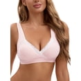 thumbnail image 4 of INSPIRE CHIC Women's Lace Polka Dots Crossover Wirefree Sleep Breastfeeding Soft Cup Maternity Nursing Bras L Pink, 4 of 4