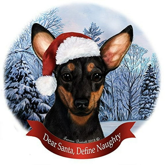 Holiday Pet Gifts Chiweenie Black and Tan Santa Hat Dog Porcelain Ornament