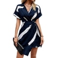 thumbnail image 2 of Vestidos de Verano para Mujer 2025, Informales, de Corta, con Escote en V y Lazo Frontal. Azul Marino L, 2 of 8