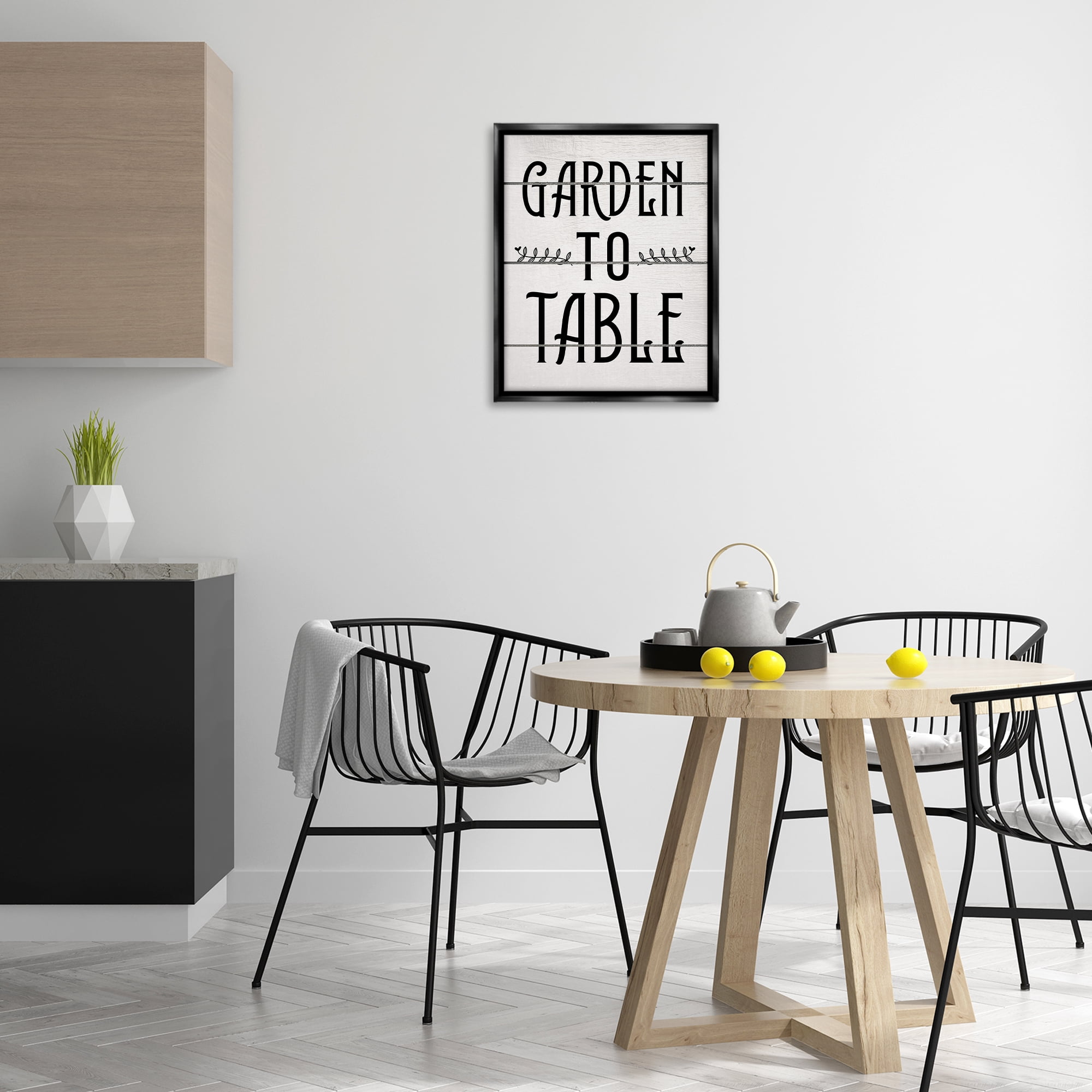 Stupell Industries Garden To Table Typography Painting Black Floater Framed Canvas Art Print Wall Art, 17 x 21