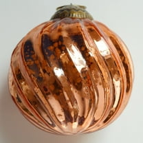 Set of 4 Rose Gold Pink Mercury Glass Ornaments (3.15" Classic Twist Ball)