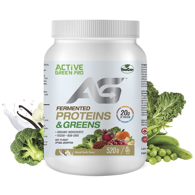 Active Green Pro® - Poudre de Protéines Fermentées et de Verdures - Saveur Vanille - 520 g