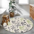 thumbnail image 4 of Grey Green Botanical Round Rug 4ft Washable Circle Entryway Rugs Non Slip Rustic Country Spring Floral Summer Leaf Area Rug Indoor Floor Carpet for Bedroom Kitchen Living Room Home Office Dining Room, 4 of 8