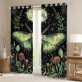 thumbnail image 2 of jejeloiu Natural Plant Mushroom Curtains and Drapes,Gothic Moth Black Out Curtains,Green Black Curtains Pack of 2 (52x63 Each) For Children,Breathable Home Decor, 2 of 6