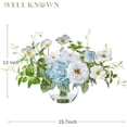 thumbnail image 2 of Artificial Silk Flowers Bouquet with Vase, Fake Flower Arrangements in Glass Vase with Faux Water for Spring Summer Seasonal Home Office Hotel Wedding Table Decor (Blue in Spring), 2 of 6