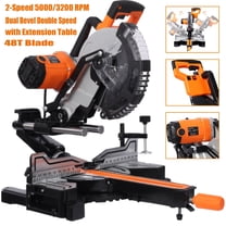 Elleree 15 Amps 10 Inch Electric Compound Miter Power Saw, 2-Speed Dual Beveling Sliding Miter Saw with LED Light & Extension Table 48T Blade