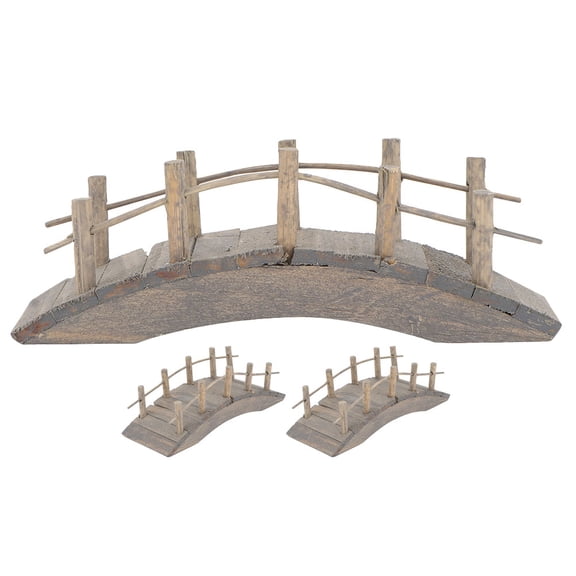 FOMIYES 3-Piece Dark Brown Wooden Arch Bridge Set for Zen Garden Decor, Miniature Accessories and Tabletop Landscaping