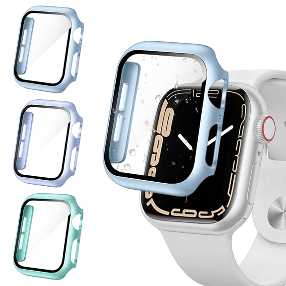 3 Pack Apple Watch Case for Series 4/5/6 40mm, Apple Watch Cover with Tempered Glass Screen Protector, Hard PC Protective Bumper for iWatch SE/SE 2(Purple/Sierra Blue/Jade)
