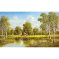 thumbnail image 2 of Glassl, Helmut 32x21 Gold Ornate Wood Framed with Double Matting Museum Art Print Titled - COTTAGE AT THE LAKE, 2 of 4