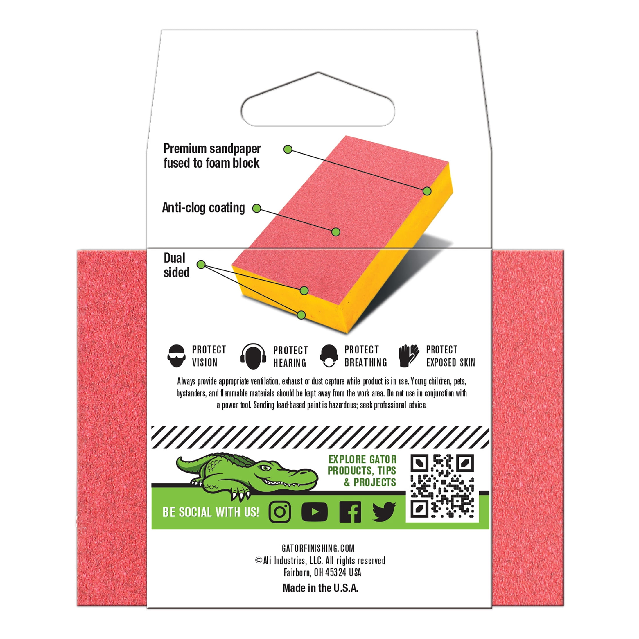 (2 pack) Gator 7450 3 in x 4 in x 1 in Very Fine 220 Grit Premium Sanding Block
