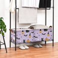 thumbnail image 3 of Yayeee Foldable Storage Basket for Shelves with Handles Waterproof Cloth Bins, Light Purple Halloween Black Cat, 3 of 7