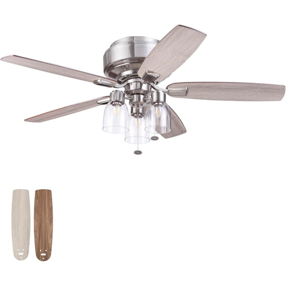 Prominence Home Magonia 52 Inch Ceiling Fan with Pull Chain, Flush Mount, Nickel