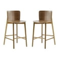 thumbnail image 2 of Christopher Knight Home Minimalist Bar Stools with Curved Backrest, Walnut Finish, Set of 2, 2 of 9
