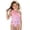 Pink, variant on REDARER Girls One Piece Swimsuit Stripe Bow Print with 3D Floral Ruffle Swimwear,6-7 Years