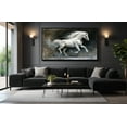 thumbnail image 2 of Horse Oil Painting Running White Horse Canvas Art Framed Horse Picture Wall Art For Livingroom Bedroom Office, 2 of 7