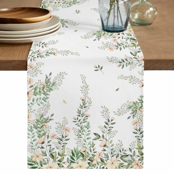 Table Runner 70 Inches Long for Kitchen Dining, Green Eucalyptus Leaves Dresser Scarf Farmhouse, Dining Table Decorations for Wedding/Parties, Spring Floral Weeping Farmhouse 13 x 70 In