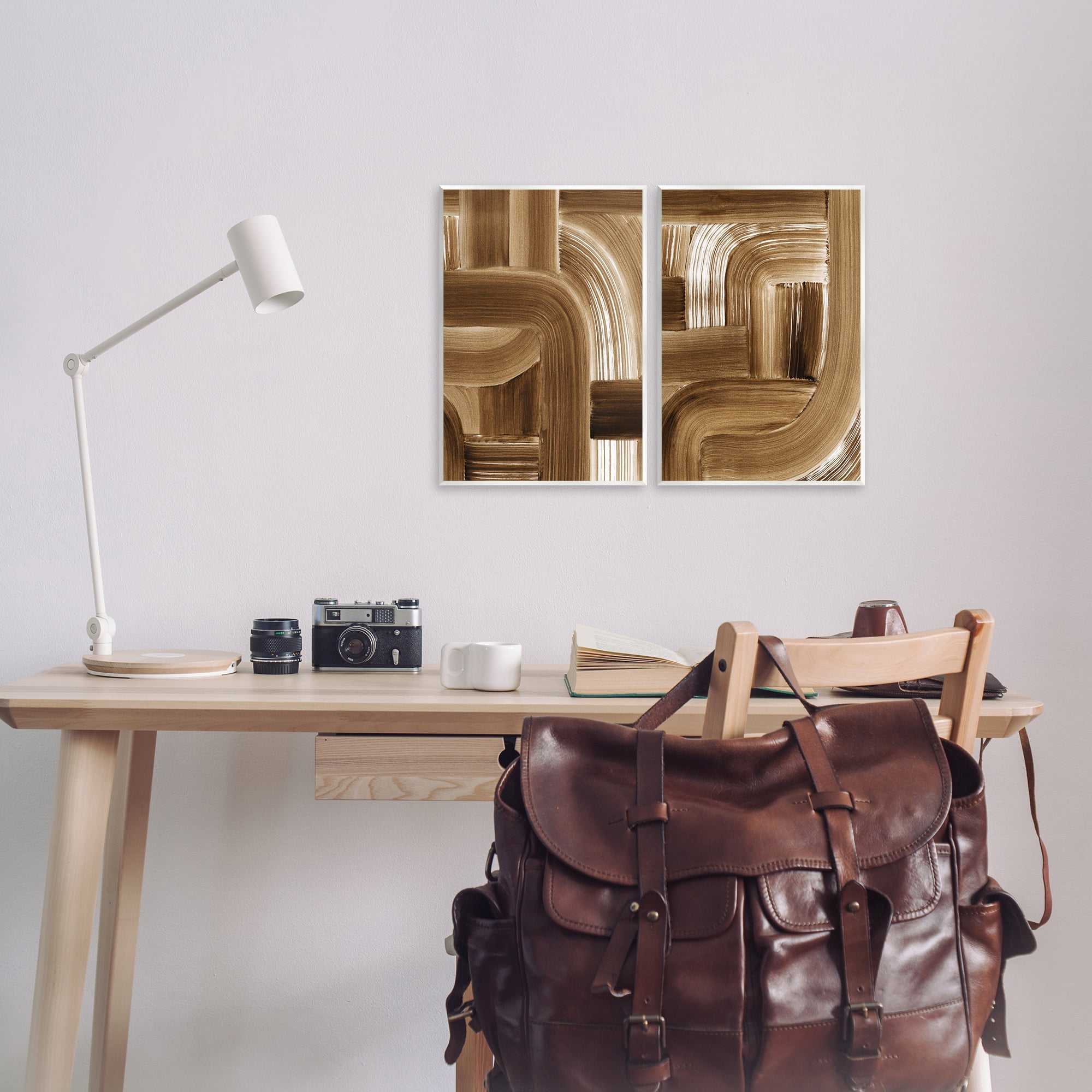 Stupell Industries Gentle Brown Brushstrokes Abstract Painting Unframed Art Print Wall Art, 11 x 14, Set of 2