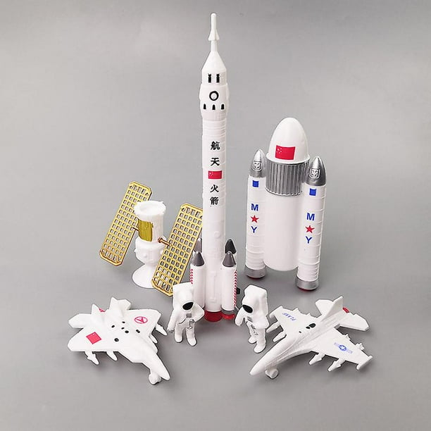 7 piezas de decoración para tarta de cumpleaños espacial, astronauta espacial, cohete, satélite, decoración de tarta, planetas, barco, adorno para tarta para fiesta temática espacial