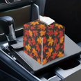 thumbnail image 7 of POLERO PU Leather Waterproof Tissue Box Holder, Square Napkin Facial Tissues Boxes Dispenser, Fall Maple Leaves Home Office Car Tissue Holder Decorative Container, 7 of 7