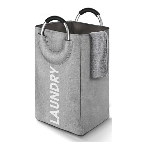 FunkyBuys® Large Grey Laundry Bag w/ Metal Handles Holds 44L 