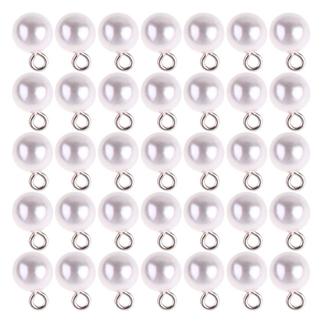 100pcs Pearl Button Sweater Shirt Button Wedding Dress Pendant Decorative Beads Pearl Buttons Embellishments (White 10mm