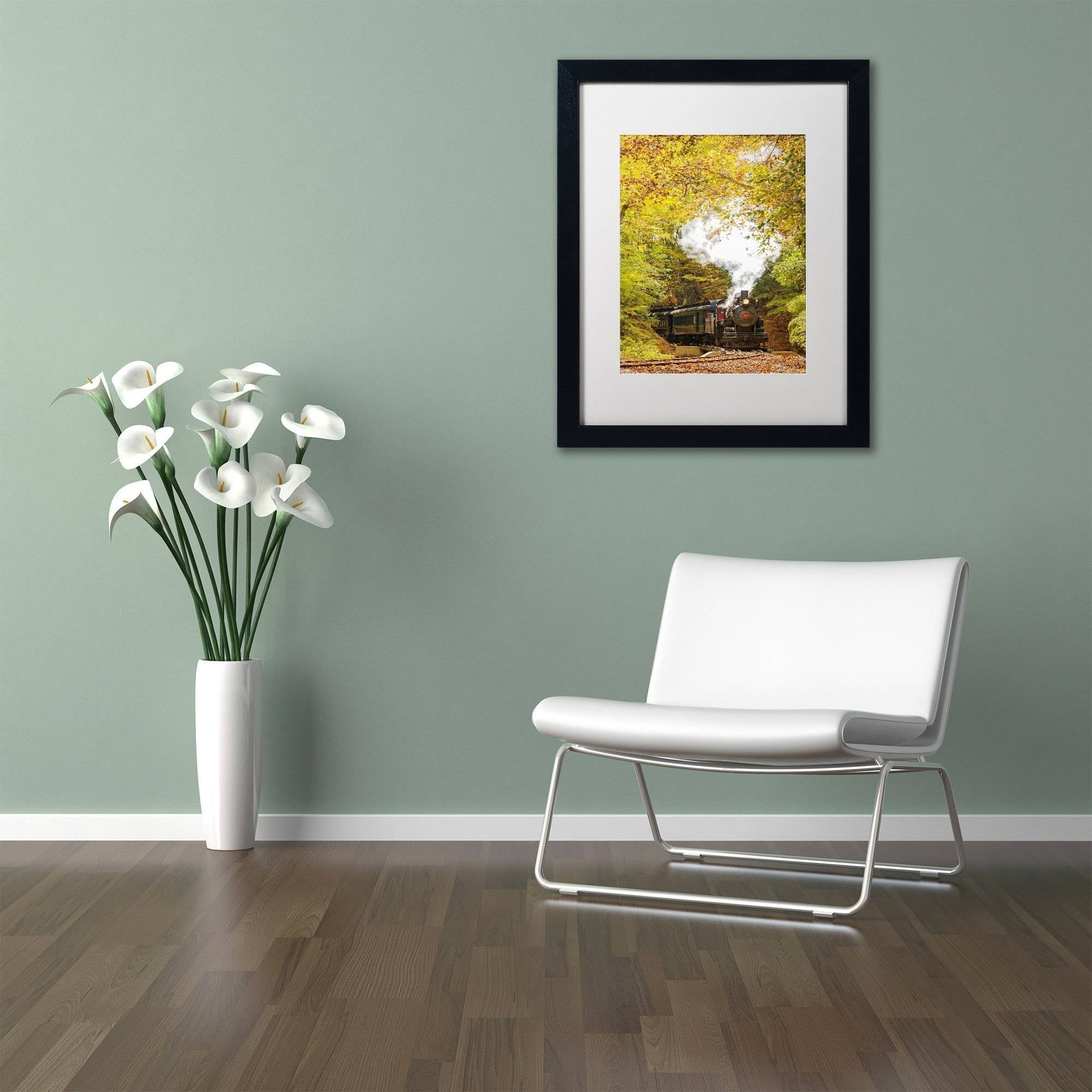 Trademark Fine Art 'Steam Train with Autumn Foliage' Canvas Art by PIPA Fine Art, White Matte, Black Frame