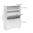 thumbnail image 2 of Shoe Cabinet for Entryway, Slim Shoe Storage Cabinet with 2 Flip Drawers and Open Shelf, 3-Tier Wooden Shoe Rack Cabinet, 2 of 7