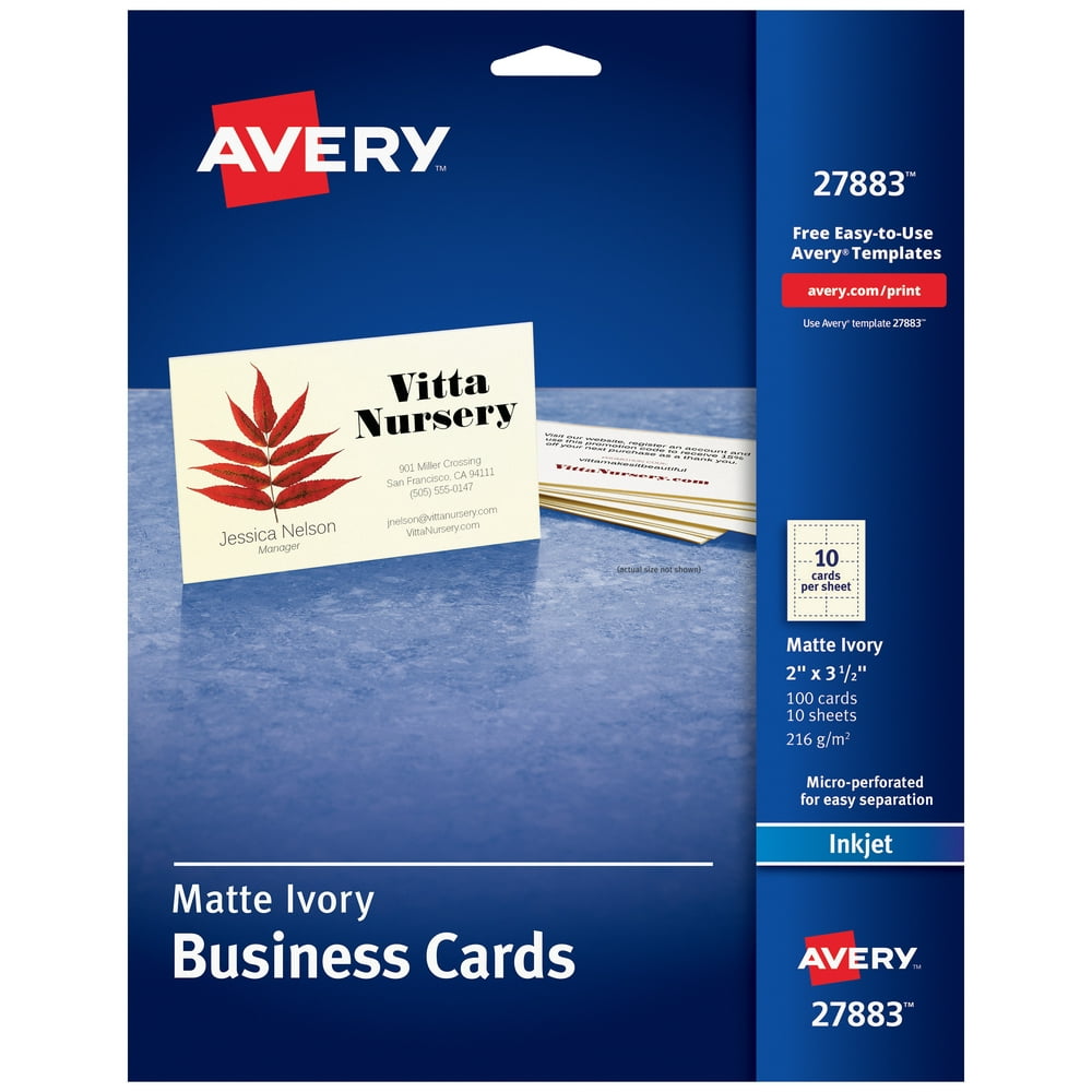 Avery Printable Business Cards, Matte Ivory, TwoSided Printing, 100