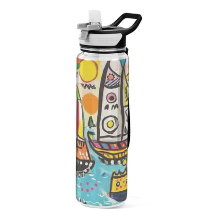 

Sports Water Bottle 1000ML Tritan Food Grade Clear Water Bottle Fitness Outdoor Sports Bike White Sailboat