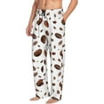 thumbnail image 3 of Mens Pajama Pants - Soft Sleep & Lounge Pants for Men, Brown Coffee Bean Print White Cuteness Casual PJ Bottoms Pants with Pockets, 3 of 5