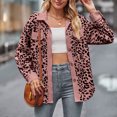 thumbnail image 4 of Women's 2024 Winter Quilted Jackets Leopard Print Lapel Coat Outerwear Casual Long Sleeve Button Down Blouse Shirts Tops Shacket Womens 2024 Fall Clothes Jacket, 4 of 6