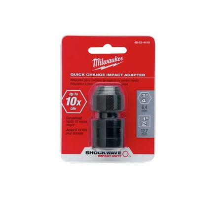 - Milwaukee 48-03-4410 1/2 in. Square x 1/4 in. Hex Shockwave Impact Adapter