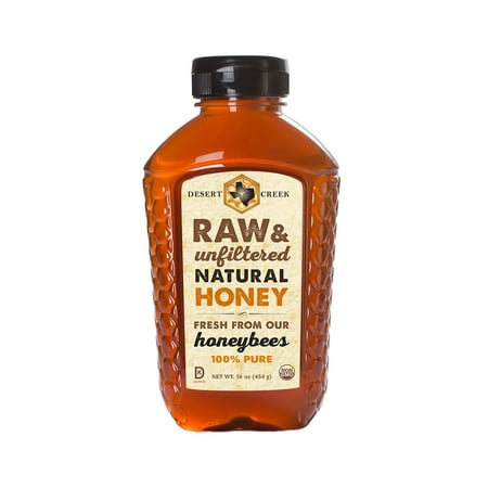 Desert Creek Raw Natural Honey 16oz - Unfiltered, Amber Color, Rich Flavor