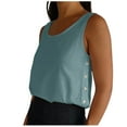 thumbnail image 4 of Charella Rayon Tank Tops for Women with Side Buttons Scoop Neck Sleeveless Summer Casual Solid Crop Tees Loose Fit (Medium, Light Blue), 4 of 7