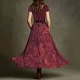 thumbnail image 4 of Warop Plus Size Paisley Print Maxi Skirt for Women Belted Boho High Waist Long Skirt Summer Vacation Swing Dress, 4 of 8