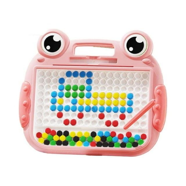 Frog Theme Magnetic Drawing Board for Kids, Portable Magnet Beads Doodle Board, Educational Preschool Learning Toy for Travel, Writing & Creativity, Blue/Pink/Green