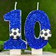 thumbnail image 6 of Lksixu Birthday Number Candles, Blue Sequins Sports Theme with Football Candle, 3D Glitter Smokeless Soccer Number Candles Cupcake Cake Topper Decorations for Party Anniversary Celebrations Supplies, 6 of 6