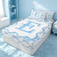 thumbnail image 3 of Erosebridal Monogrammed E Zipper Twin Comforter Sets with Fitted Sheet and 2 Pillowcases, Cartoon Bowknot Zipper Bedding Set, Stars Reversible, Baby Blue, Stars Reversible, 3 of 7