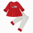 thumbnail image 5 of TOWED22 Toddler Baby Girl Fall Winter Outfit Cute Print Graphic Sweatshirt Pants Set Cute Clothes,Red,12-18 M, 5 of 5