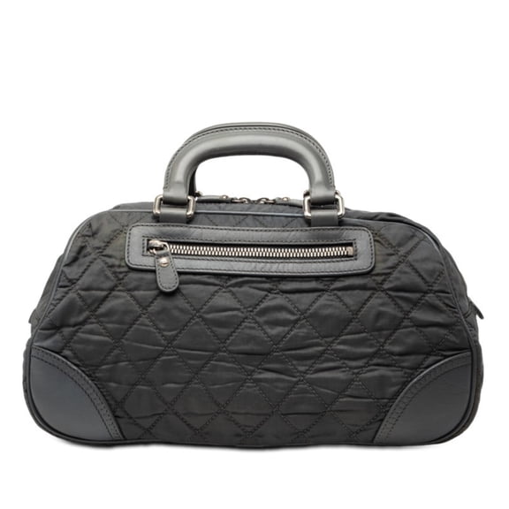 Pre-Owned Chanel Paris-New York Line Coco Mark Boston Bag Handbag Gray Nylon Leather... (Fair)