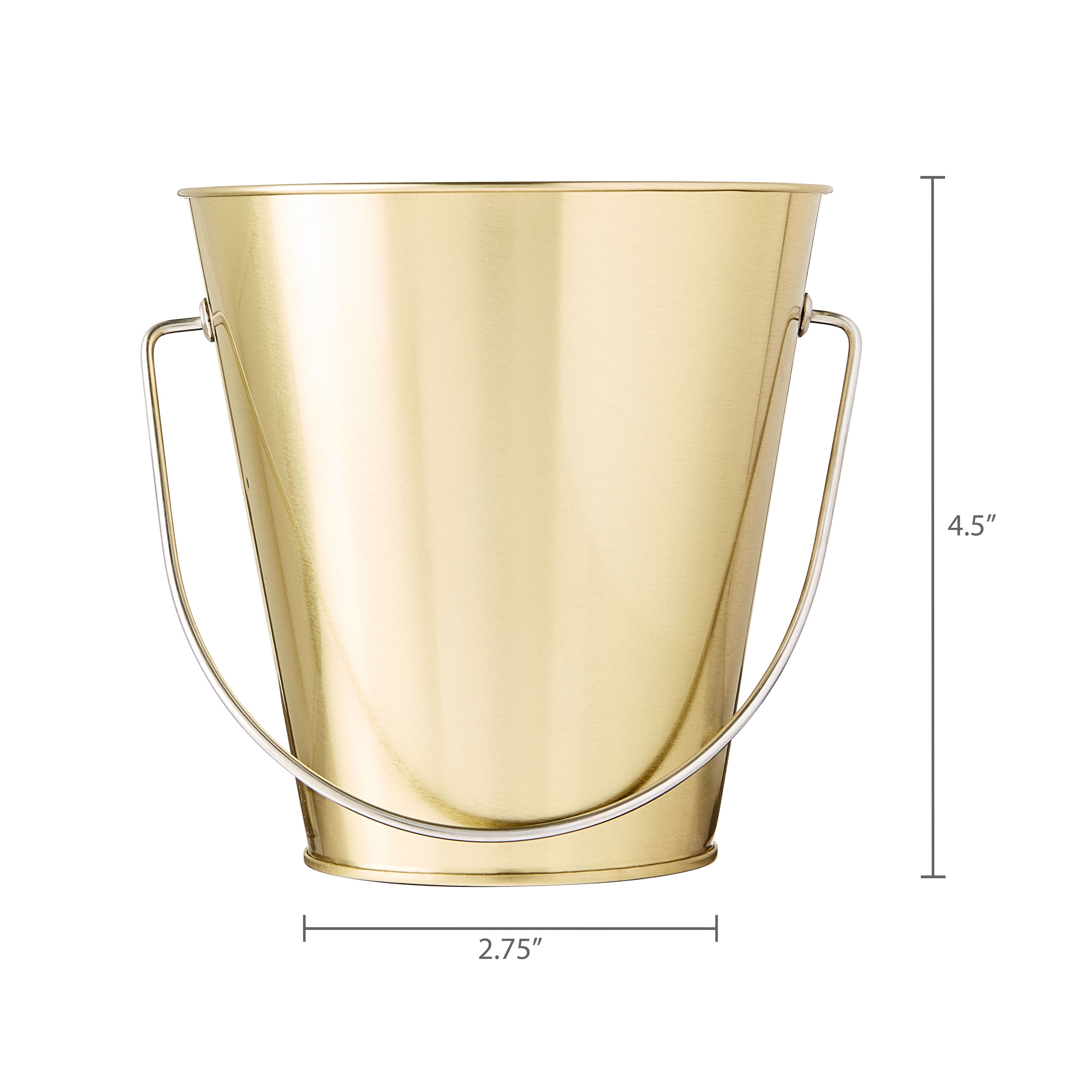 Gold Tin Pail with Handle, 4.6", by Way To Celebrate