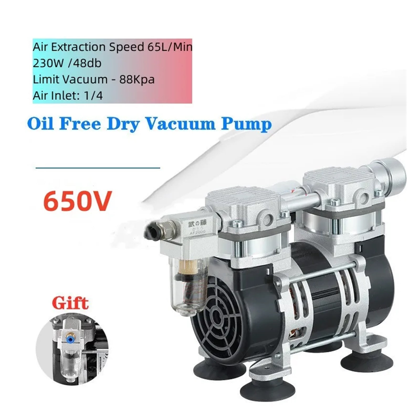 Oil Free Vacuum Pump Small Industrial Air Extraction Pump Test Room Suction Filtration Silent Negative Pressure Pump