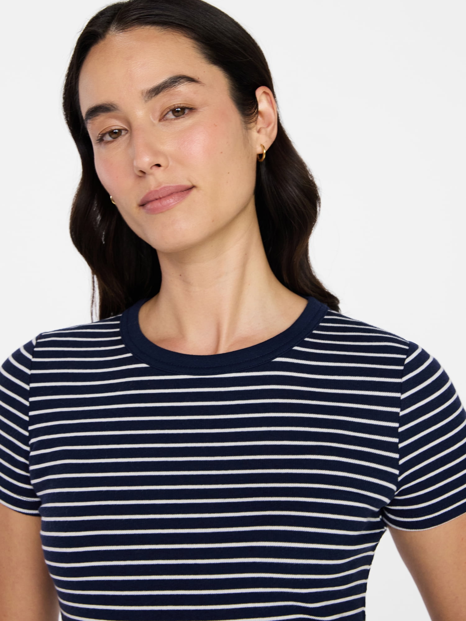 Time and Tru Women's Ribbed Tee with Short Sleeves, Sizes XS-XXXL