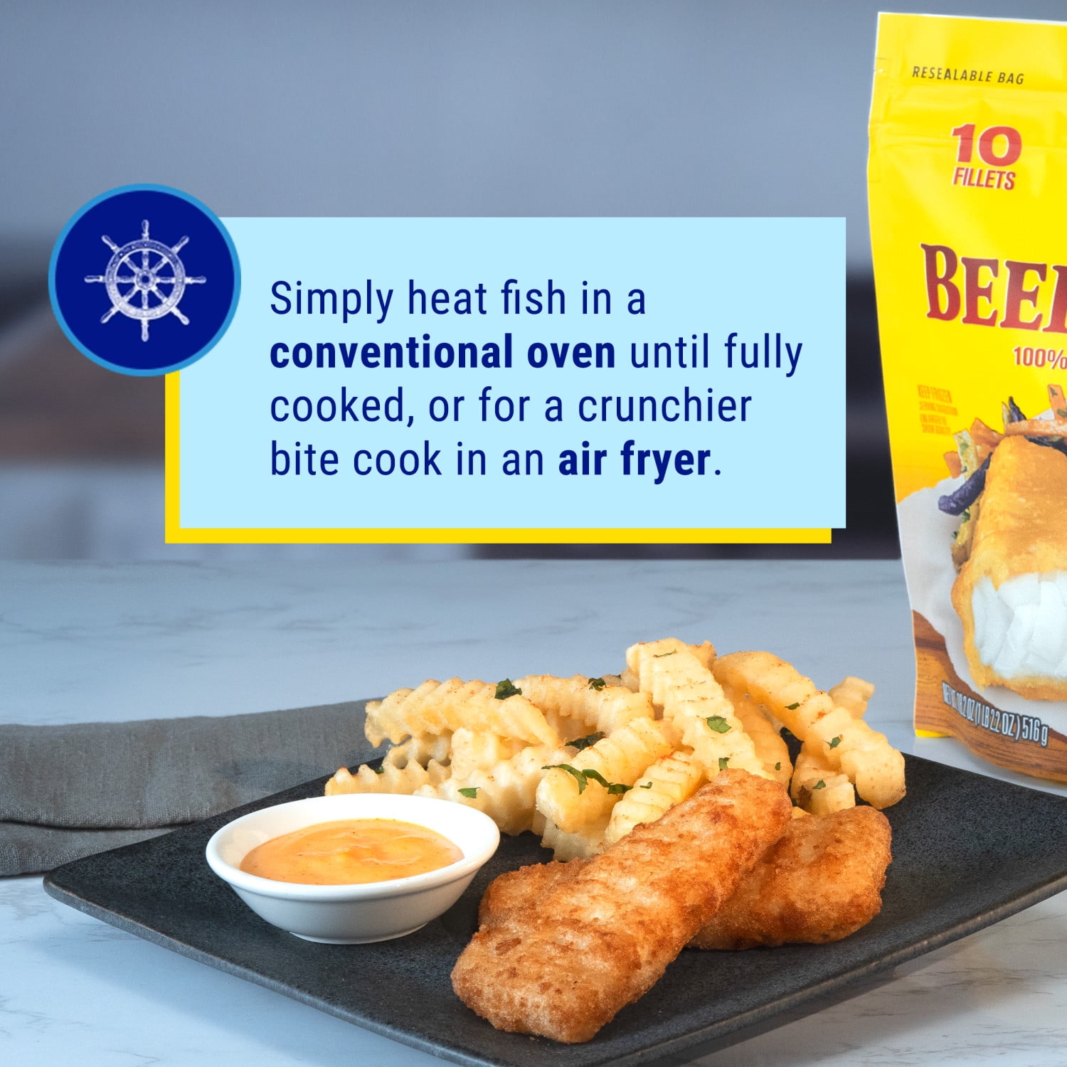 Gorton’s Beer Battered Fish Fillets, Whole Wild Caught Alaskan Pollock, 10 Count