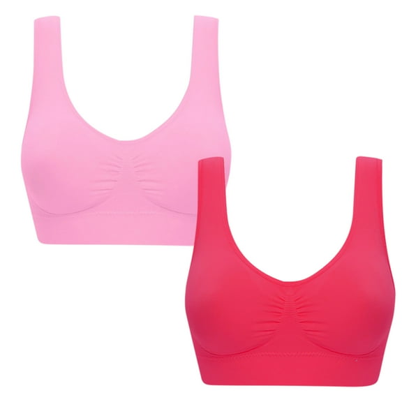 Diufon 2 Pack Seamless Bras for Women Wide Straps No Underwire Bra Smoothing Full Coverage Solid Color Bralettes