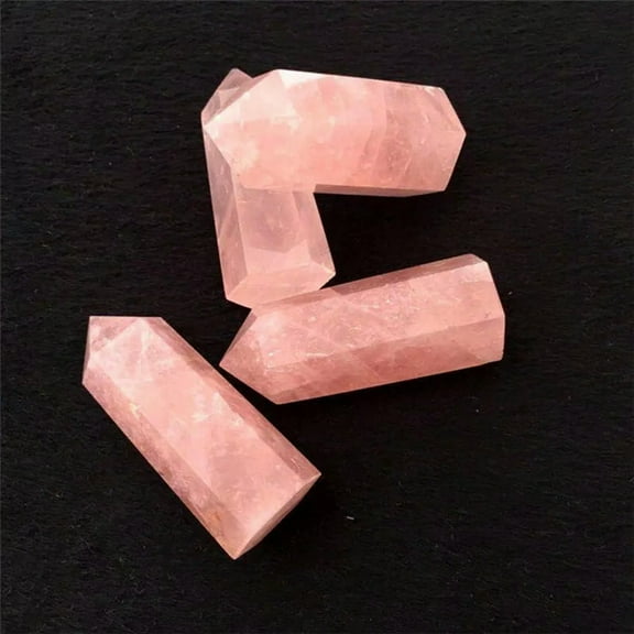 EOEMY 5Pcs 40-50mm Raw Natural Pink Rose Quartz Crystal Point Wand Reiki Healing Stone