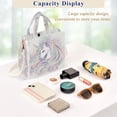 thumbnail image 4 of Corduroy Composite Fabric Tote Bag Magnetic Snap Large Capacity Crossbody Bag Beige Shoulder Strap Ethereal Unicorn Rainbow Mane, 4 of 7