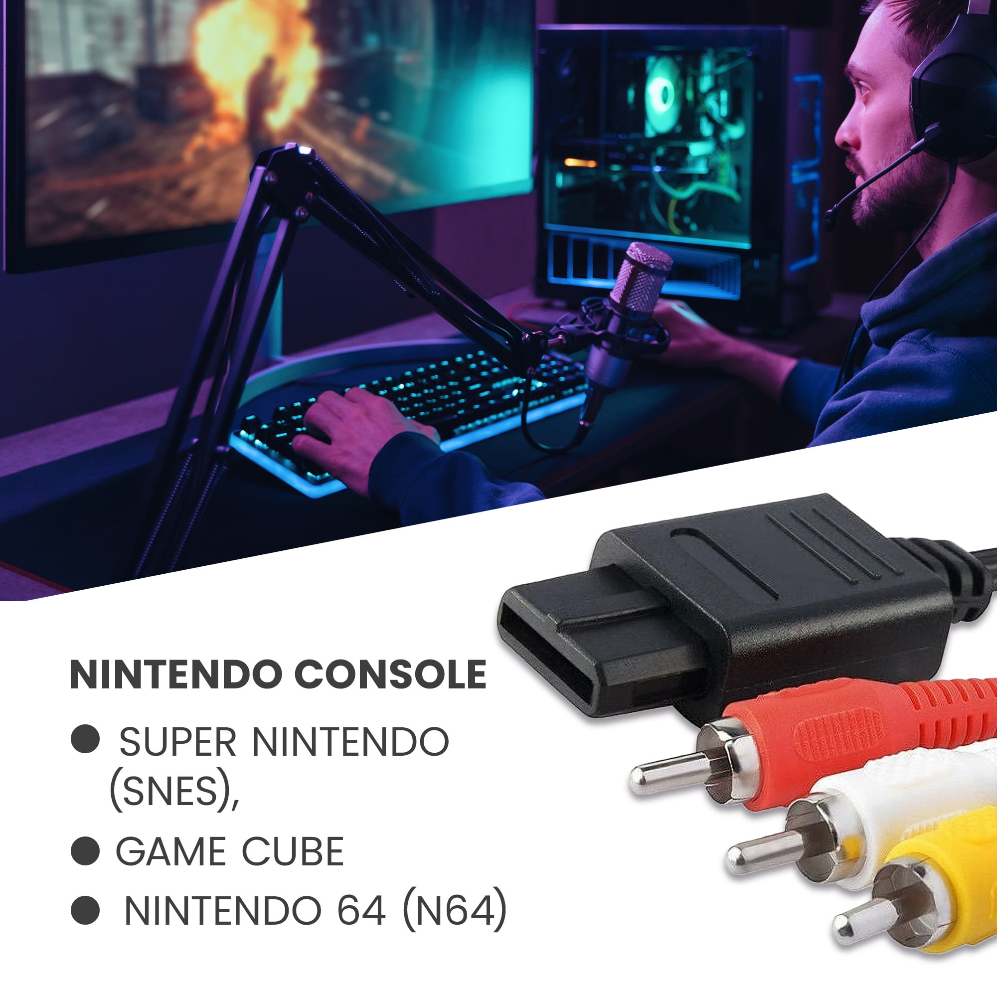 Av rca cable for nintendo super nintendo snes gamecube n64 nintendo 64 by mars hot sale devices