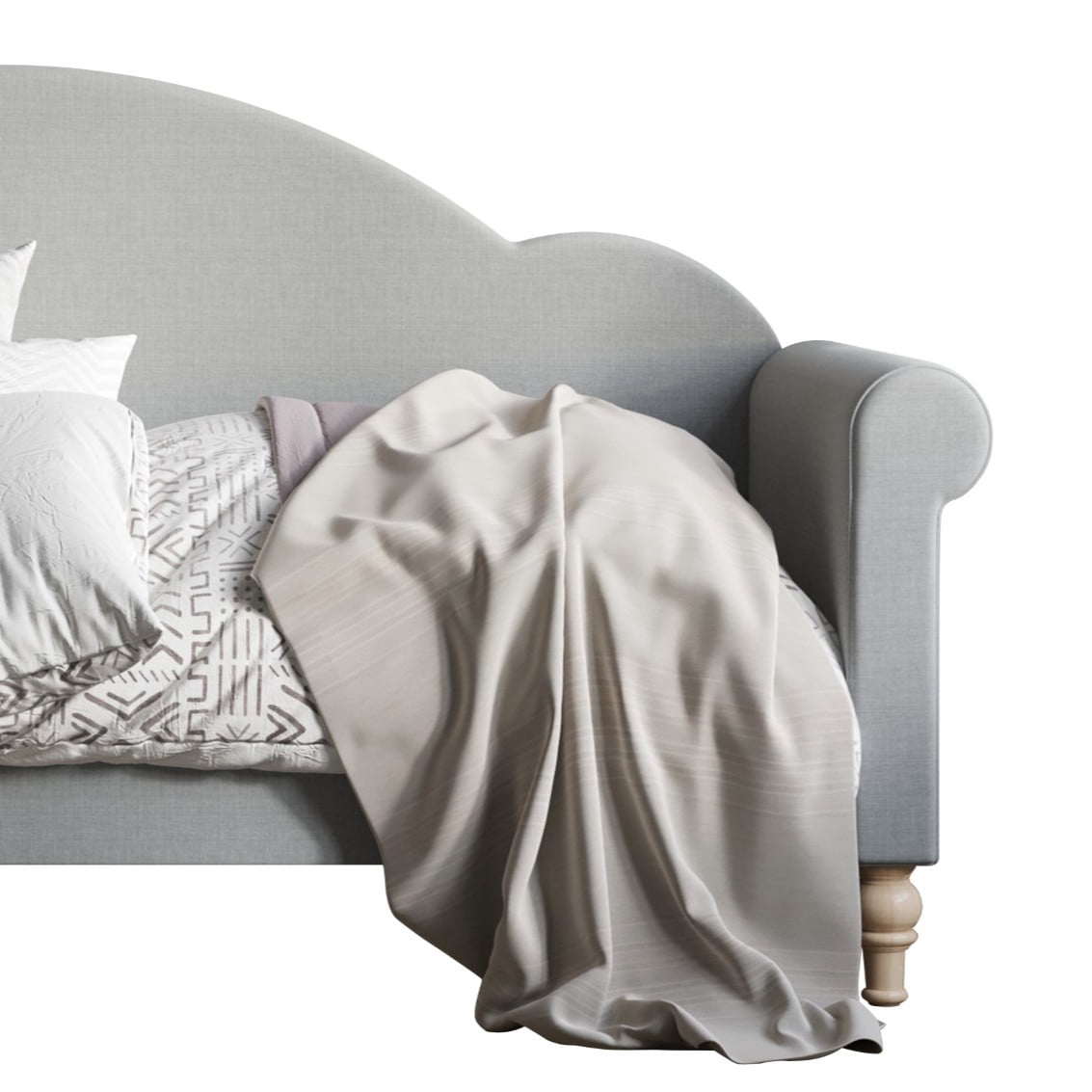 Home Design Chaise Upholstered Twin Daybed with Arched-Back Design, Gray – Adult Guest Room or Living Room, Easy Assembly